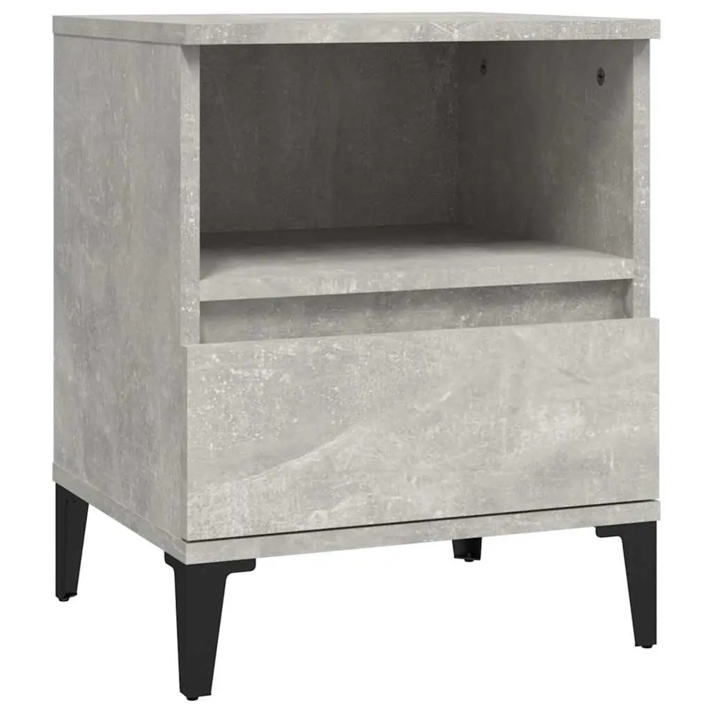 Bedside Cabinets Grey Engineered Wood Storage Nightstand with Drawer Set of 2