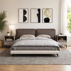 Set of 2 Grey Bedside Cabinets with Storage Compartment