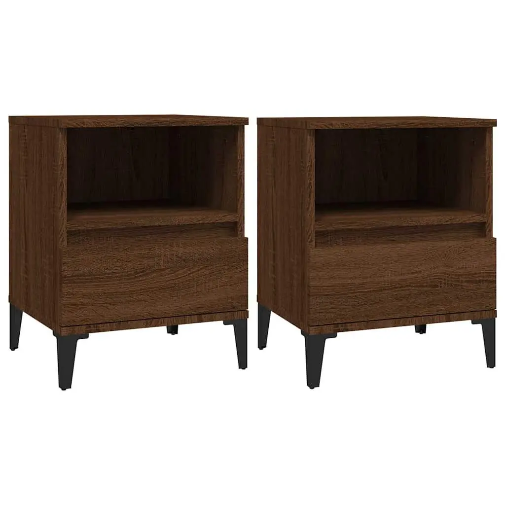 Bedside Cabinets Storage Drawer 40x35x50 cm Brown 2 pcs