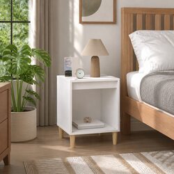 White Nightstand with Engineered Wood Construction
