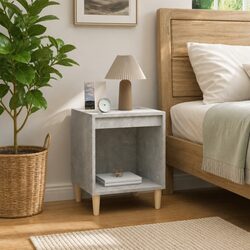 Grey Bedside Table with Engineered Wood Construction