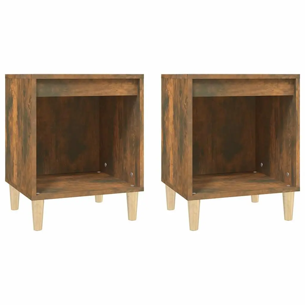 Bedside Cabinets Storage 2 Piece Brown Engineered Wood 40x35x50 cm