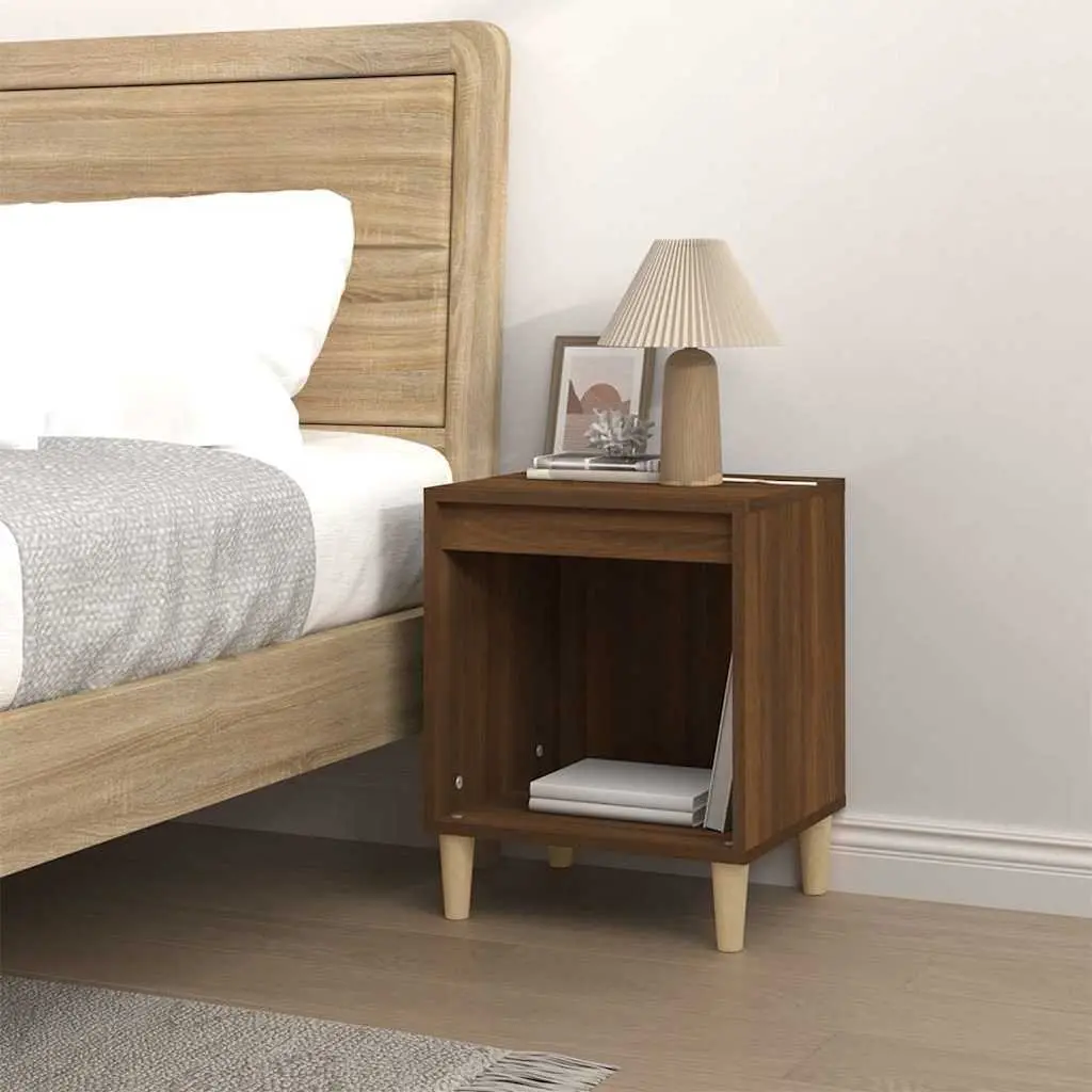 Bedside Table Engineered Wood Storage 40x35x50 cm Brown Oak