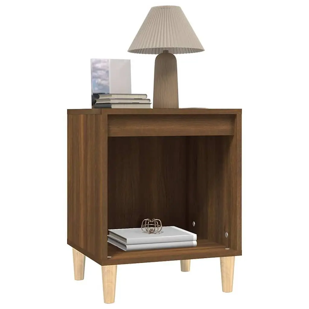 Bedside Table Engineered Wood Storage 40x35x50 cm Brown Oak