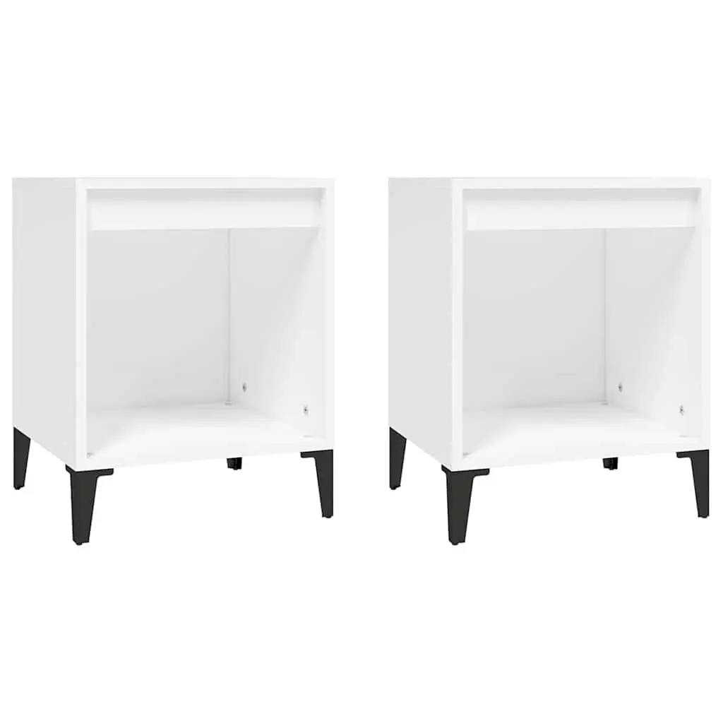 Bedside Tables Storage 2 Piece White Nightstand Cabinet