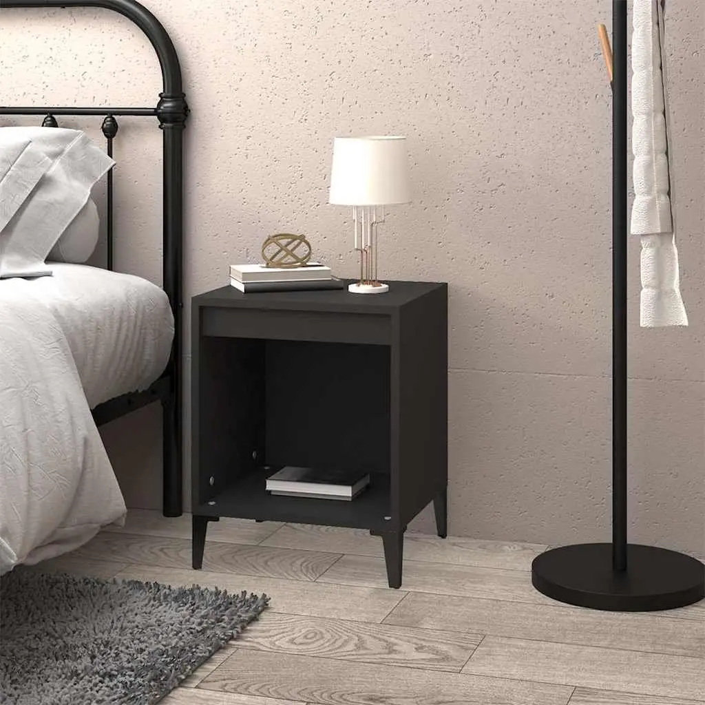 Bedside Table Storage Cabinet Organiser Black 40x35x50cm