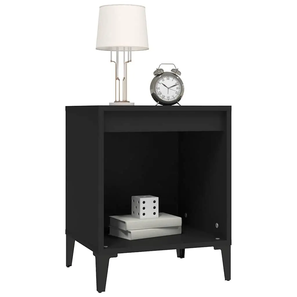 Bedside Table Storage Cabinet Organiser Black 40x35x50cm