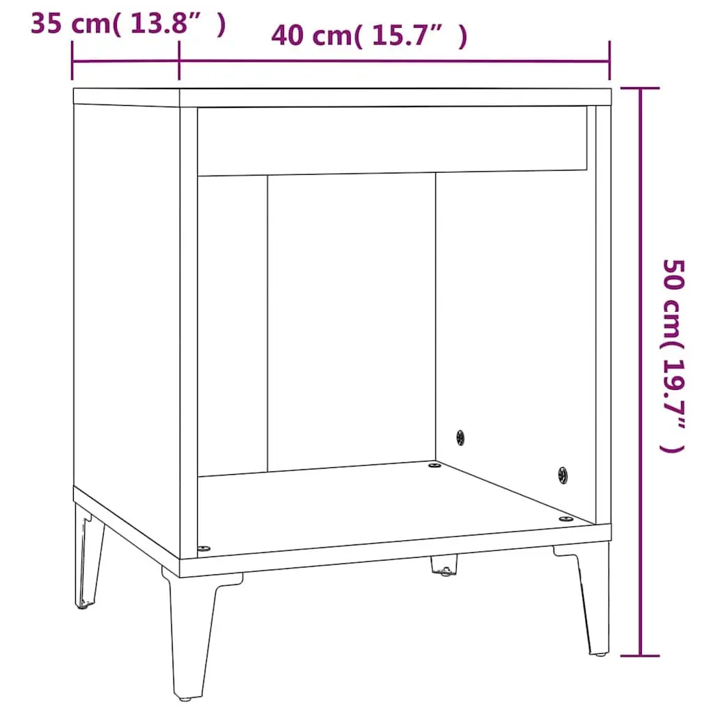 Bedside Table Storage Cabinet Organiser Black 40x35x50cm