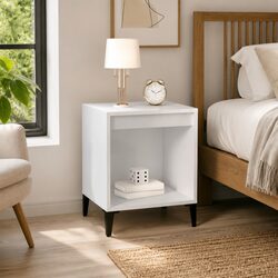 High Gloss White Bedside Cabinet with Engineered Wood Design