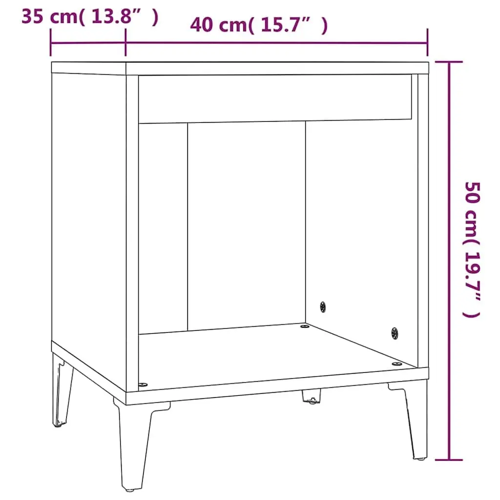 Bedside Table Storage Organiser Grey 40W x 35D x 50H cm