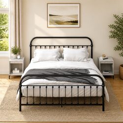 Set of 2 Grey Bedside Cabinets with Storage