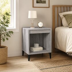 Engineered Wood Bedside Cabinet in Grey Sonoma Finish