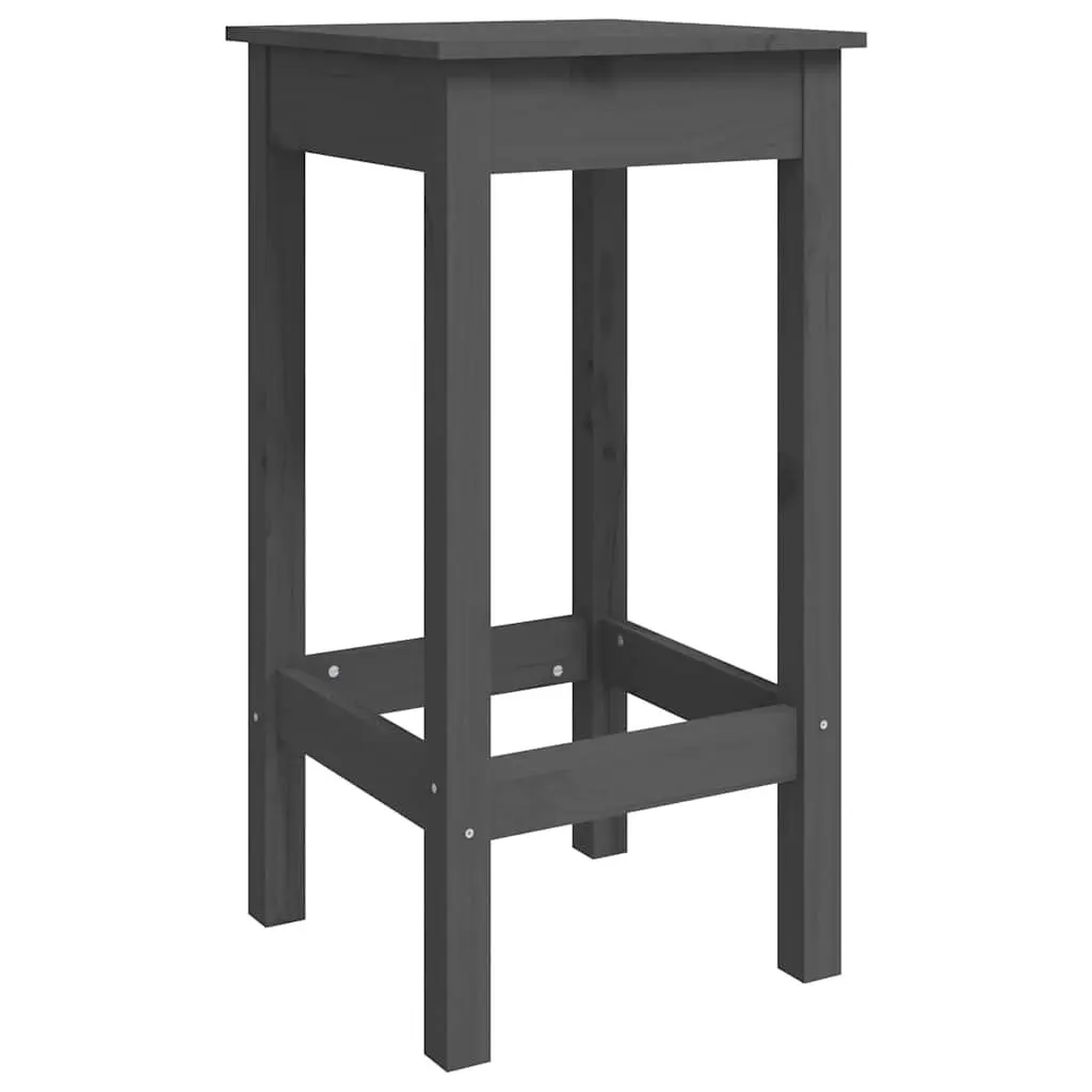 Bar Chairs 2 pcs Grey Backless Kitchen Bar Stools Solid Pine Wood Breakfast