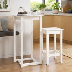Solid Pine Wood Bar Table White 60x60x110 cm