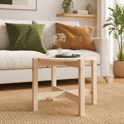 Solid Wood Pine Round Coffee Table Ø 62.5cm Specifications