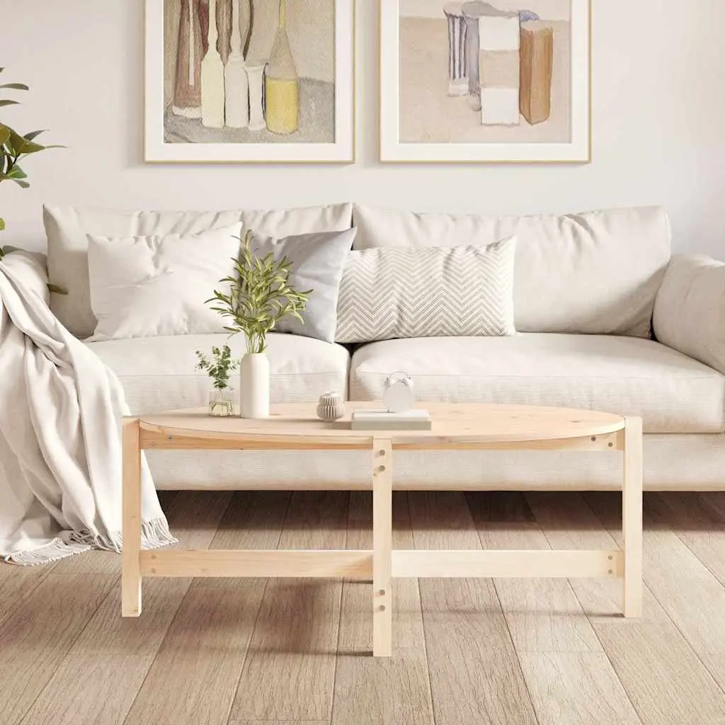 Solid Pine Wood Coffee Table Brown Rustic Accent Table 118x63x45cm