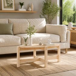 Brown Solid Pine Coffee Table 87x48x35 cm