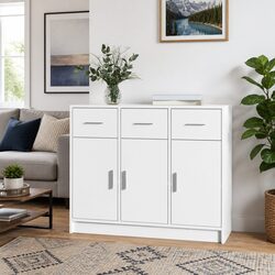 White Engineered Wood Sideboard Cabinet 91x28x75cm