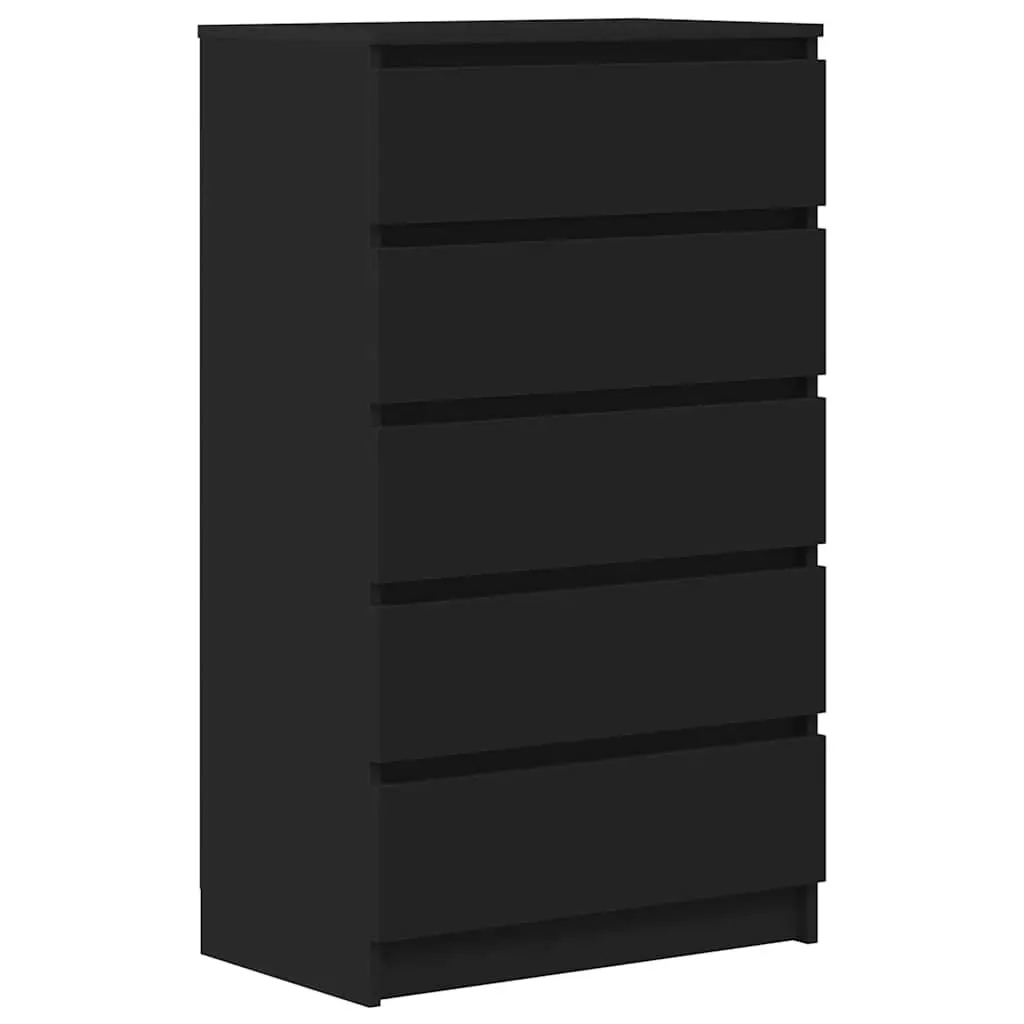 Drawer Cabinet Storage Chest 5 Drawers Engineered Wood Black