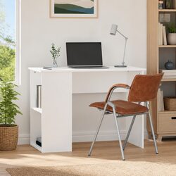 White Computer Workstation with Storage, 100x55x75cm