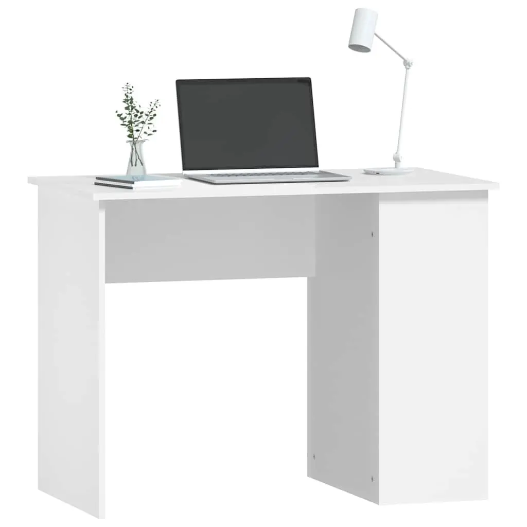White Office Desk 100x55x75cm Computer Workstation with Storage Shelves