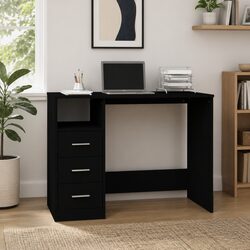Engineered Wood Office Desk with Three Drawers and Compartment