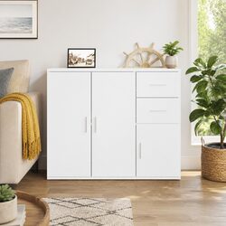 White Storage Sideboard 91x29.5x75 cm Engineered Wood