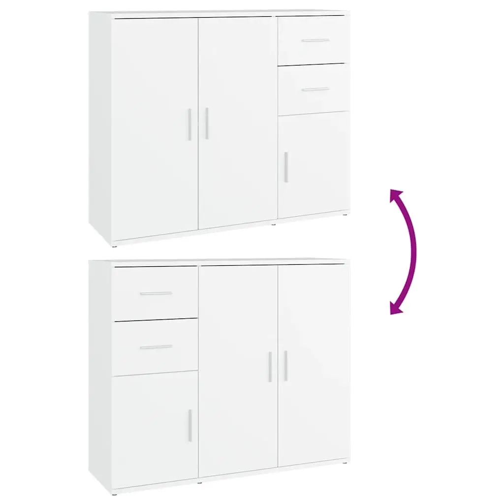 Sideboard Engineered Wood White Storage Cabinet 91x29.5x75cm Furniture