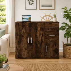 Sideboard Storage Cabinet in Brown Engineered Wood 91x29.5x75cm