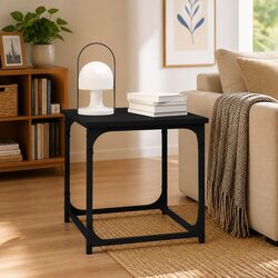 Side Table Coffee Table with Adjustable Steel Frame, Black 40x40x40cm