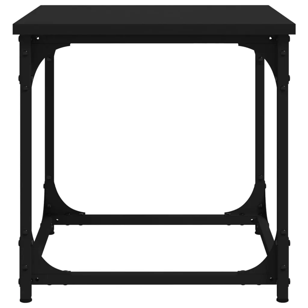 Coffee Table Side Table with Adjustable Legs Black Steel Frame 40x40x40cm