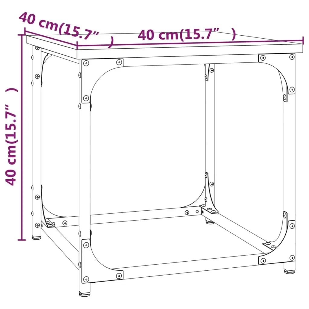Coffee Table Side Table with Adjustable Legs Black Steel Frame 40x40x40cm