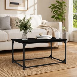 Coffee Table with Engineered Wood Top and Iron Frame