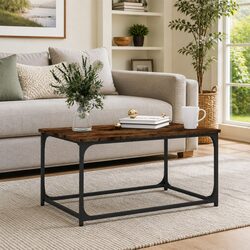 Coffee Table with Iron Frame and Engineered Wood Top