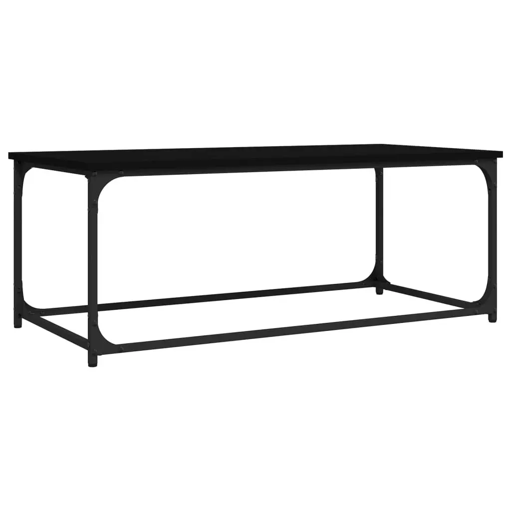 Coffee Table Engineered Wood Iron Frame Compact Black