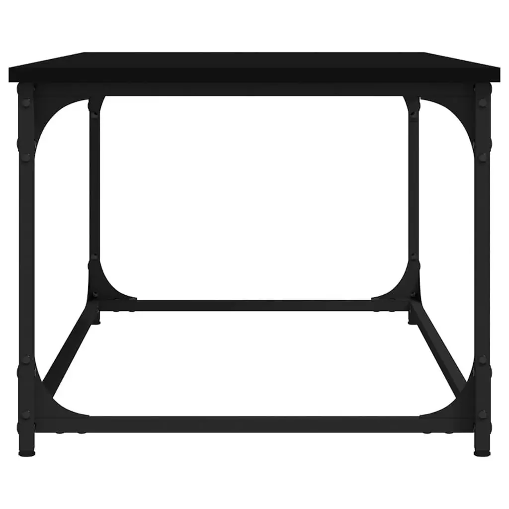 Coffee Table Engineered Wood Iron Frame Compact Black