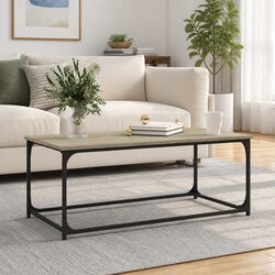Coffee Table with Engineered Wood Top and Iron Frame