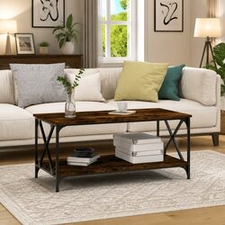 Coffee Table with Open Shelf Storage 100x50x45cm