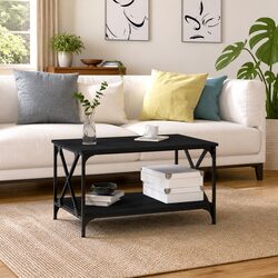 Coffee Table with Shelf Storage in Black 80x50x45 cm