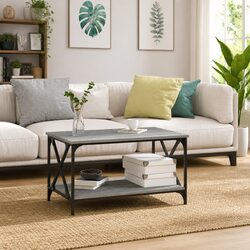 Coffee Table Grey Sonoma with Iron Frame 80x50x45 cm