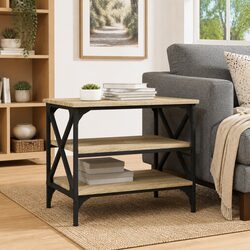 Industrial-Style Brown Engineered Wood Side Table