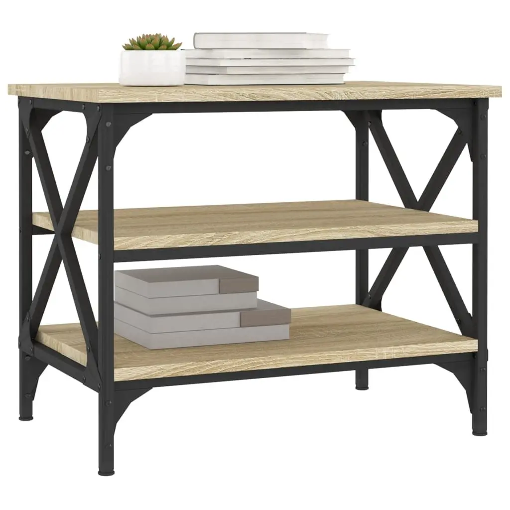 Side Table Engineered Wood Industrial Style Brown 55 x 38 x 45 cm