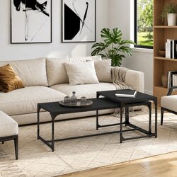 Stackable Black Coffee Tables with Steel Frame