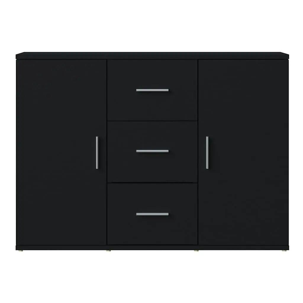 Black Sideboard Cabinet with Ample Storage 91 x 29.5 x 65 cm Engineered Wood