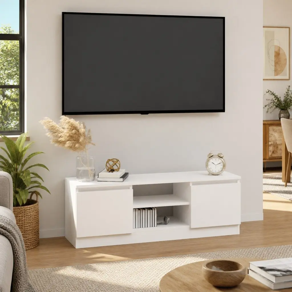 TV Cabinet with Door Storage Unit White 102 x 30 x 36 cm