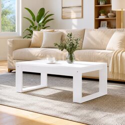 Engineered Wood Coffee Table in White, Modern Aesthetic