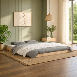 Solid Pine Wood Bed Frame 150x200 cm with Slatted Base