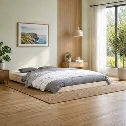 135x190 cm Bed Frame in White Solid Pine Wood