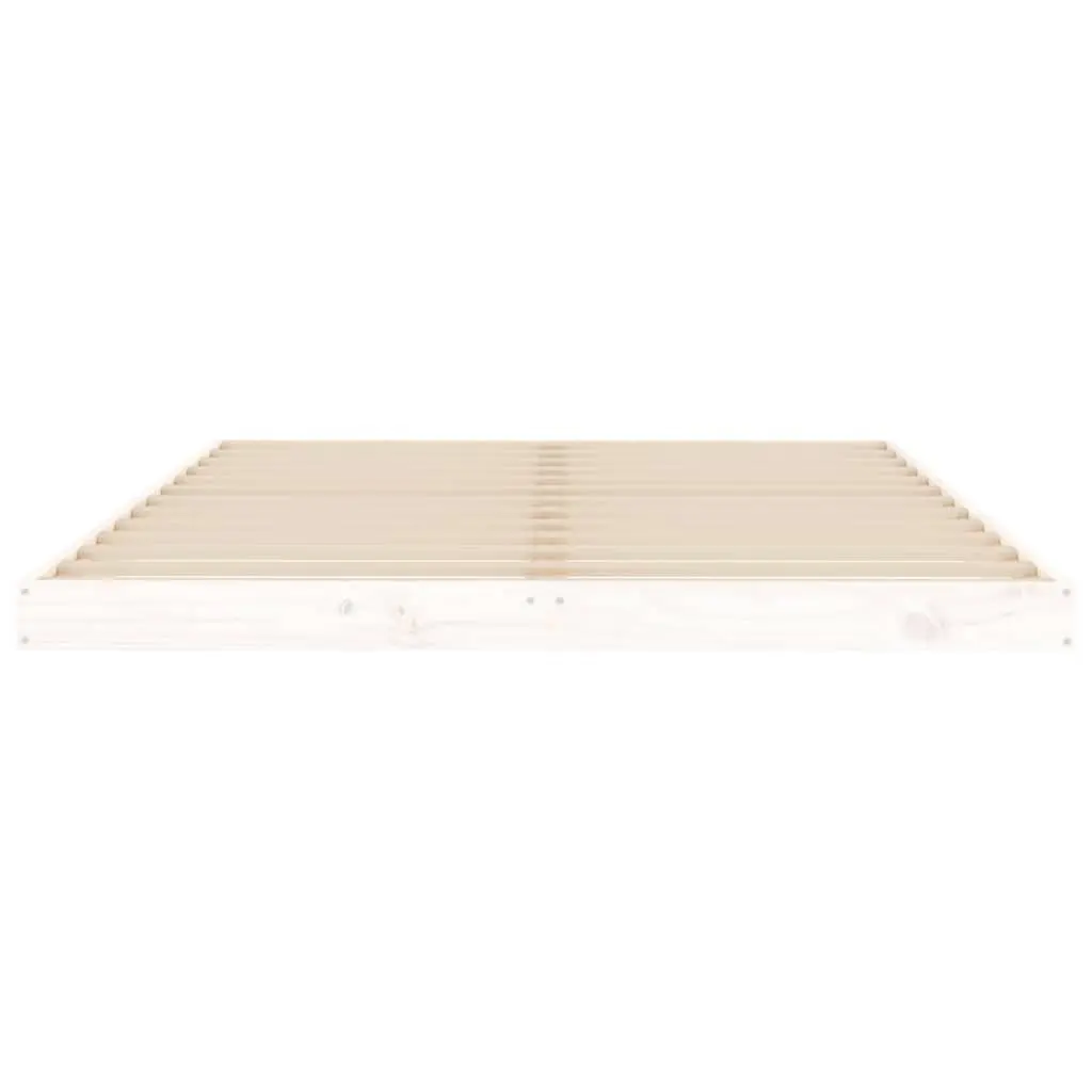 Bed Frame Modern Solid Pine Wood Slatted Base 135x190 cm White