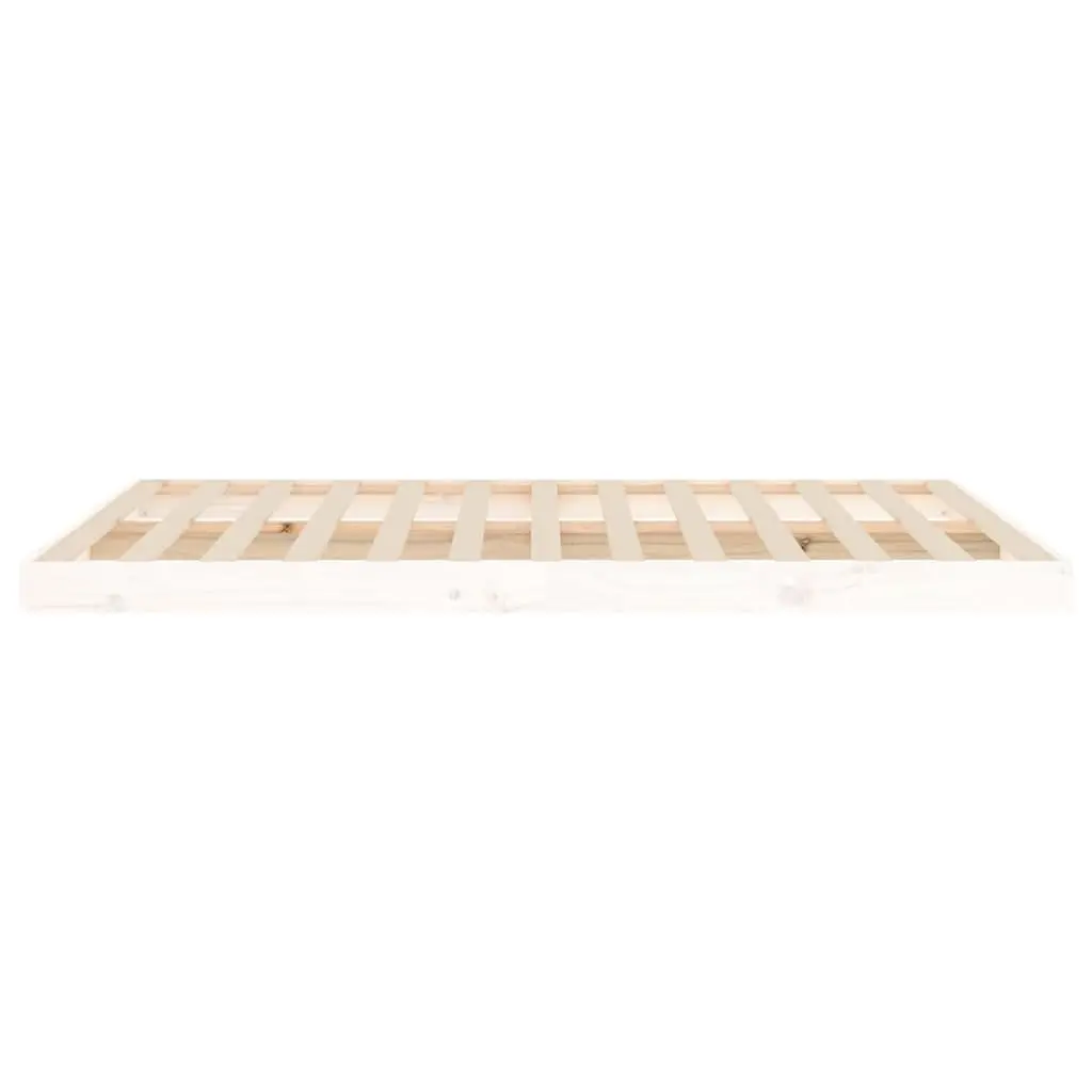 Bed Frame Modern Solid Pine Wood Slatted Base 135x190 cm White